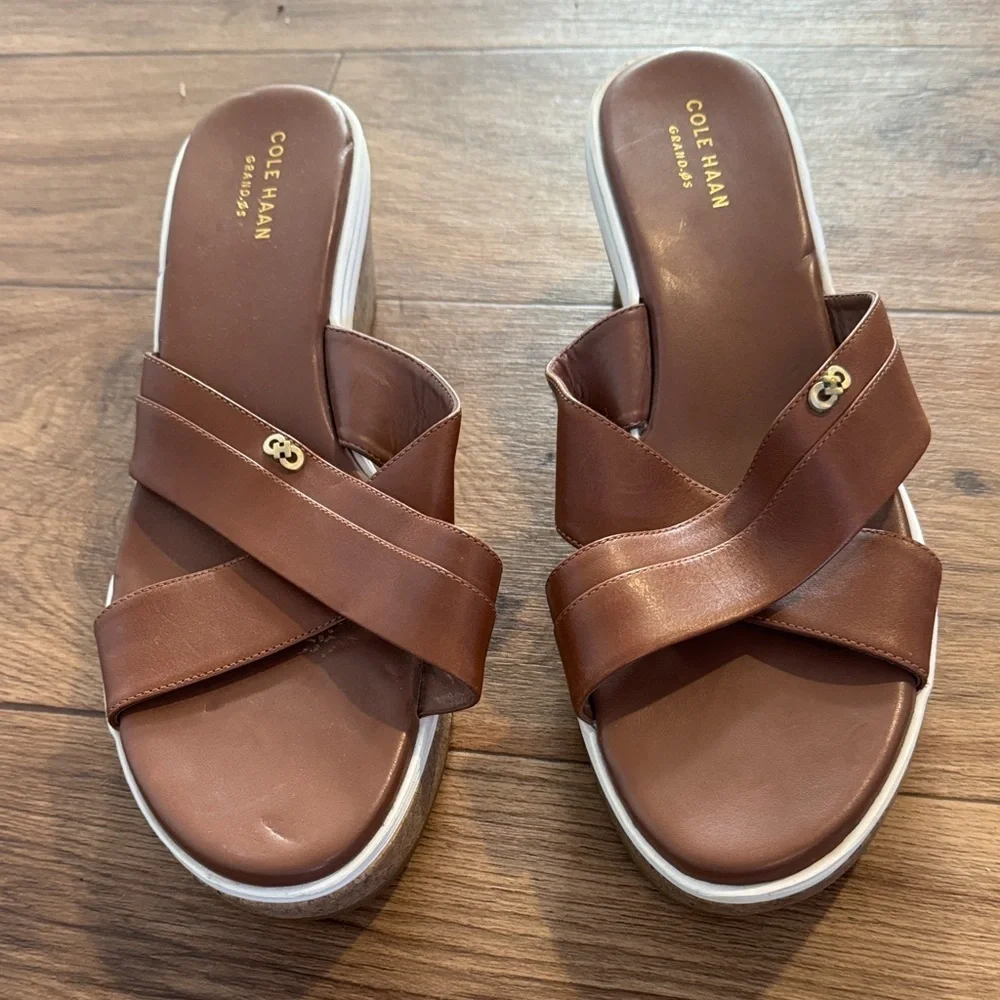 Cole Haan Women's Tan Cross-Strap Sandals - Picture 1 of 3